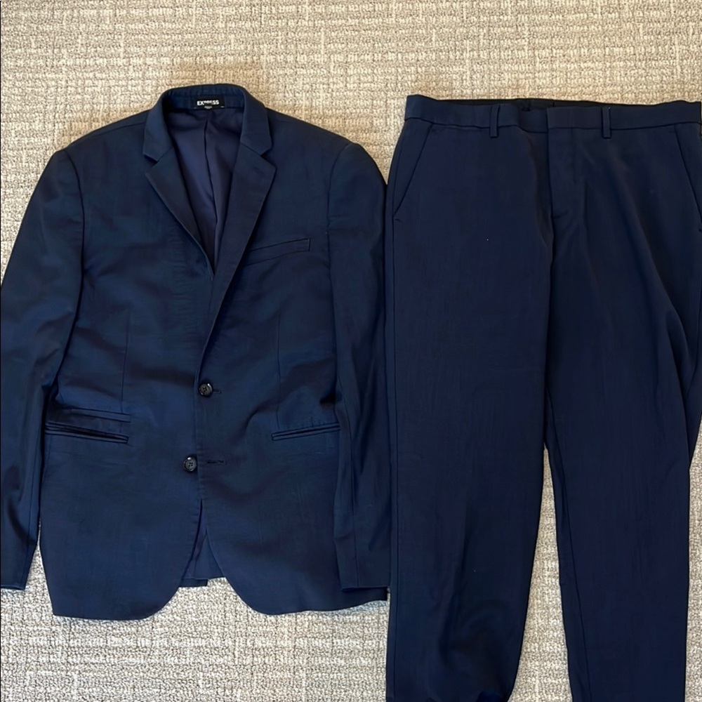 Express Blue Suit Elegant Business Attire